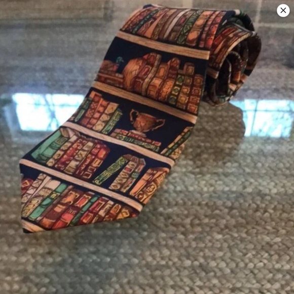 Alynn Neckware Ex Libris 100% Silk Men’s Neck Tie Book Print - Picture 1 of 7